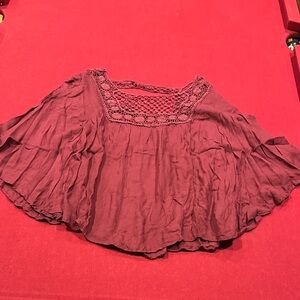 Aeropostale Crochet Yoke Boho Tunic in Burgundy